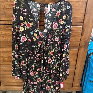 Xhilaration Floral woman’s Dress - Black with Multicolor Flowers